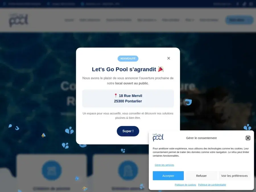 Le site de Let's Go Pool