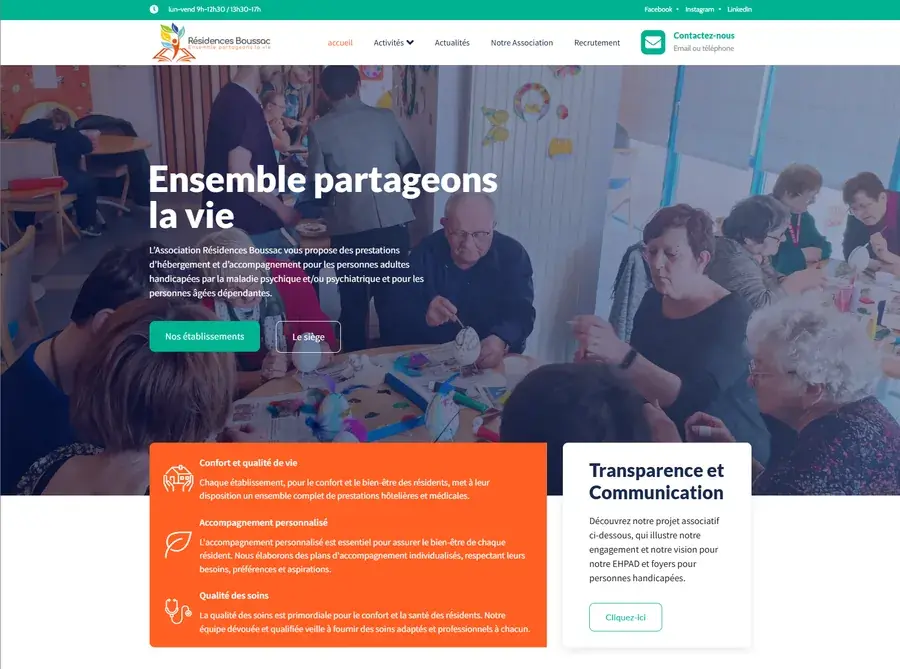 Le site de Résidences Boussac